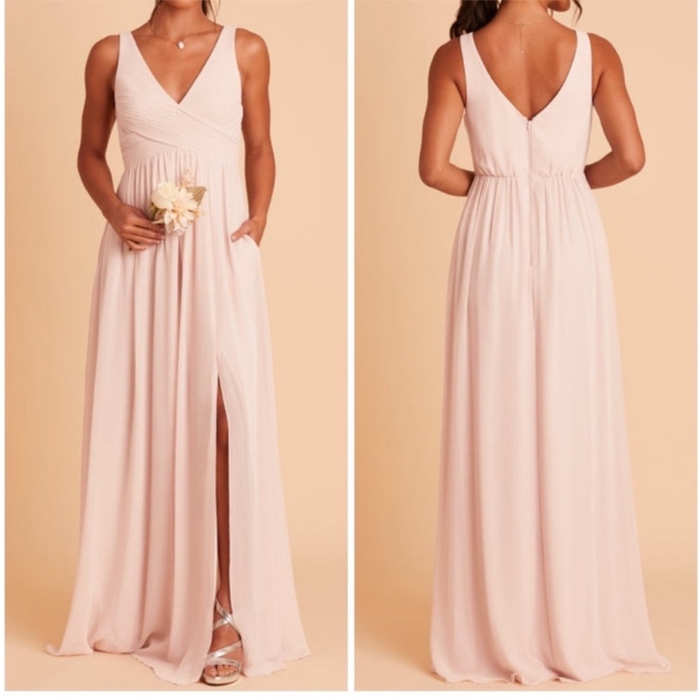 Birdy Grey Pale Blush Chiffon Bridesmaid Laurie Dress M